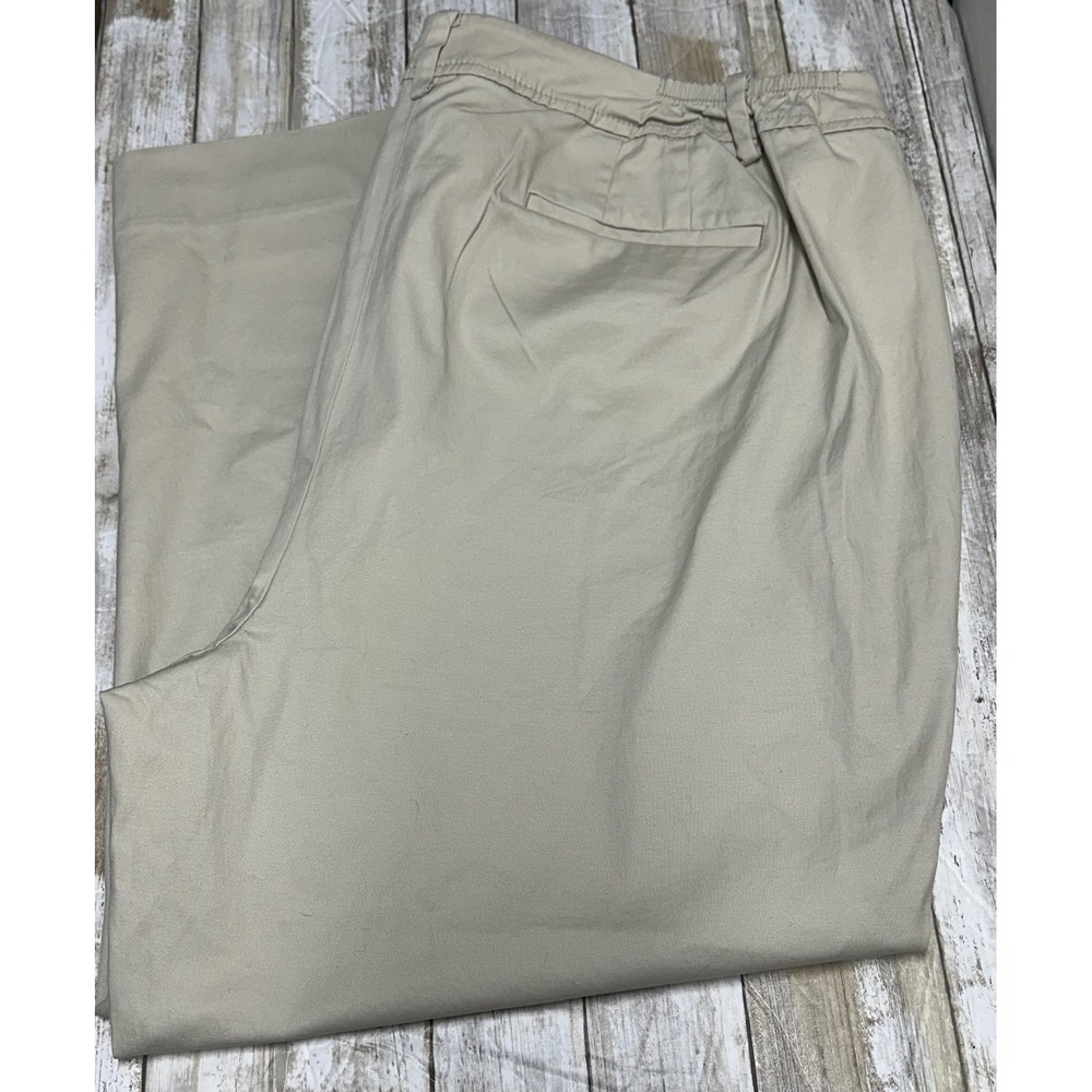 Talbots Perfect Crop Pant 22W Beige Khaki Slim Leg Stretch Cotton Plus Size NEW